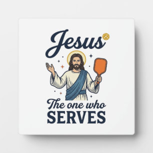 Jesus Pickleball Derjenige, der serviert Hemd Fotoplatte