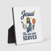 Jesus Pickleball Derjenige, der serviert Hemd Fotoplatte (Vorderseite)