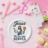 Jesus Pickleball Derjenige, der serviert Hemd Pappteller (Party)