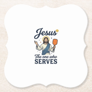 Jesus Pickleball Derjenige, der serviert Hemd Untersetzer