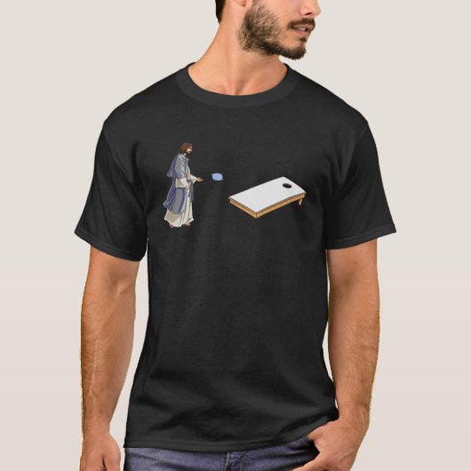 Jesus pielen Cornhole Cornhole T-Shirt (Vorderseite)