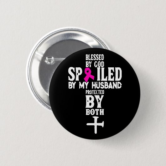 Jesus Pink Ribbon Ehefrau Brustkrebs Button (Vorne & Hinten)