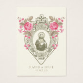 Jesus Pink Roses Religious Wedding Prayer Card (Vorderseite)