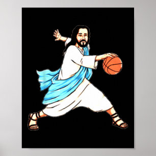 Jesus Play Bysketbyll Spaß Weihnachten Poster
