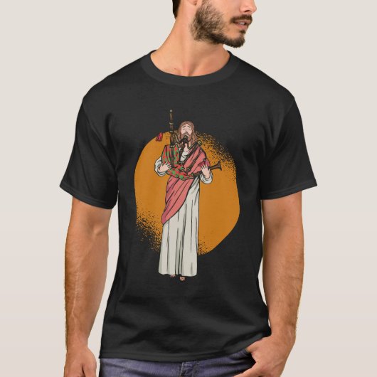 Jesus Playing Bagpipes - Bagpipe Scottish Music T-Shirt (Vorderseite)