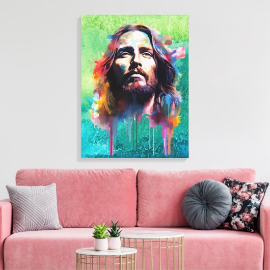 Jesus Portrait Canvas Print Leinwanddruck (Insitu (Wohnzimmer))