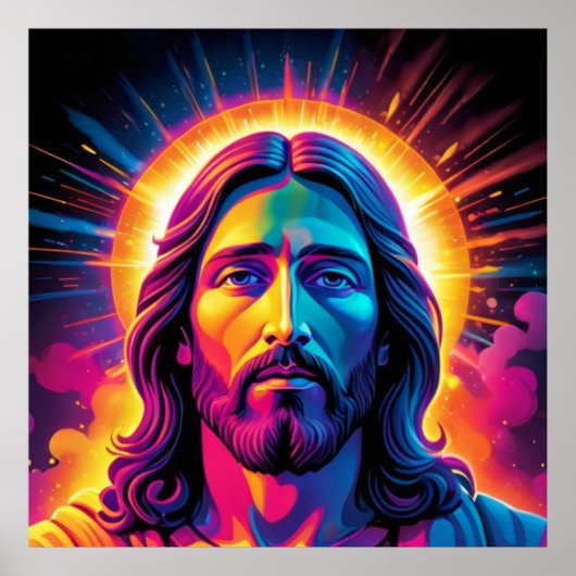 Jesus-Portrait im Stil von Neon Bold Poster (Vorne)