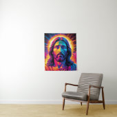 Jesus-Portrait im Stil von Neon Bold Wandteppich (Beispiel)