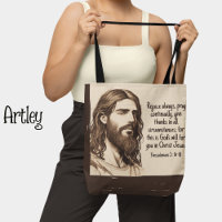 Jesus Portrait Sketch Biete Zitat Sepia und Creme