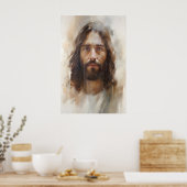 Jesus-Porträt Jesus Lächelnd Christliche Kunst Jes Poster (Küche)