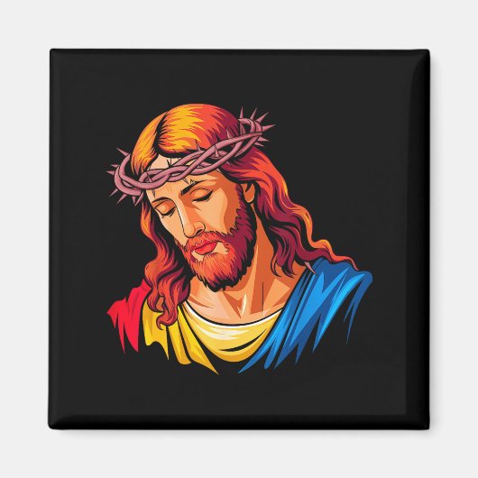 Jesus-Porträt Kunst Christlich Religiös Magnet (Vorne)
