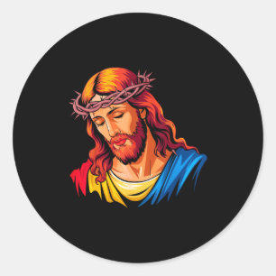 Jesus-Porträt-Kunst Christlich Religiös Runder Aufkleber