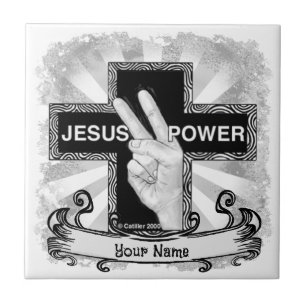 Jesus Power Christliches Kreuz Fliese