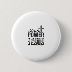 Jesus Power Religiöses Vintage-Typografie-Shirt Button