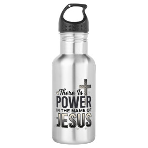 Jesus Power Religiöses Vintage-Typografie-Shirt Edelstahlflasche