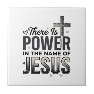 Jesus Power Religiöses Vintage-Typografie-Shirt Fliese