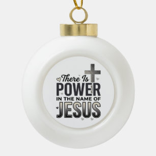 Jesus Power Religiöses Vintage-Typografie-Shirt Keramik Kugel-Ornament