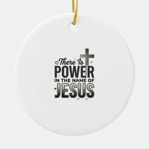 Jesus Power Religiöses Vintage-Typografie-Shirt Keramik Ornament