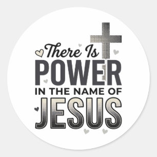 Jesus Power Religiöses Vintage-Typografie-Shirt Runder Aufkleber