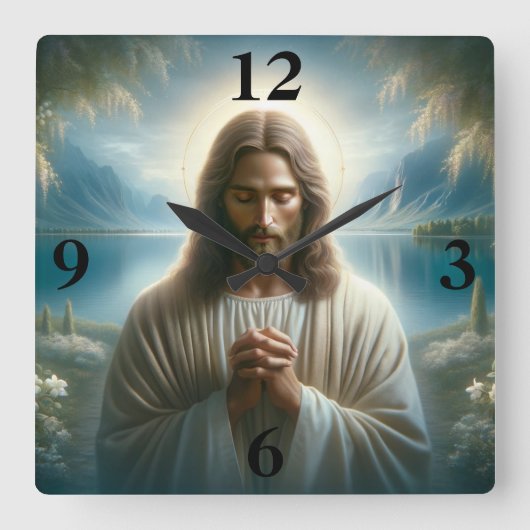 Jesus Prachen Quadratische Wanduhr (Vorderseite)