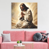 Jesus Praing Canvas Print Leinwanddruck (Insitu (Wohnzimmer))