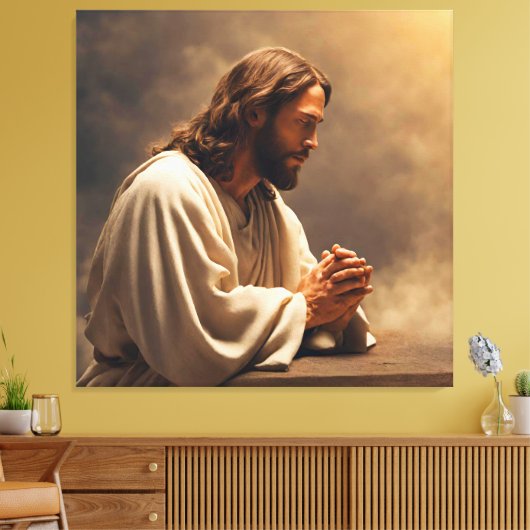 Jesus Praing Canvas Print Picture Leinwanddruck (Insitu (Wohnzimmer))