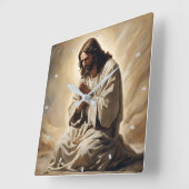 Jesus Praing Wall Clock Quadratische Wanduhr (Winkel)