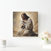 Jesus Praing Wall Clock Quadratische Wanduhr (Zuhause)