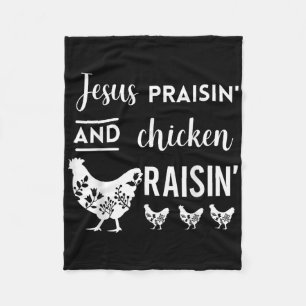 Jesus Praisin und Huhn Raisin Funny Farm Fleecedecke