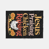 Jesus Praising &amp; Chicken Raising Funny Faith F Fleecedecke (Vorderseite (Horizontal))