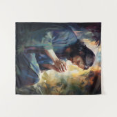 Jesus Praying Art Tapestry Wandteppich (Vorderseite (Horizontal))
