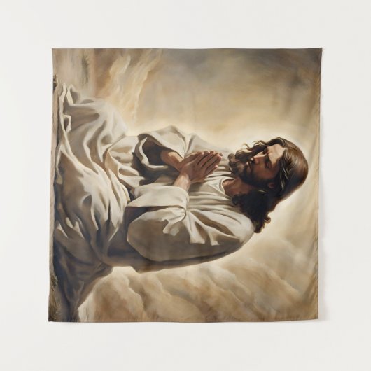 Jesus Praying Art Tapestry Wandteppich (Vorderseite (Horizontal))