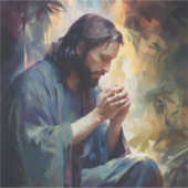 Jesus Praying Vinyl Sticker (Vorderseite)