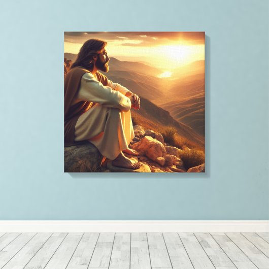 Jesus Prays auf dem Berg 2 Leinwanddruck (Insitu (Holzboden))