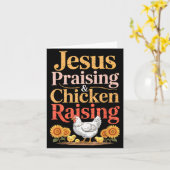 Jesus preisen & Hühner aufziehen lustiger Glaube F Karte (Gelbe Blume)