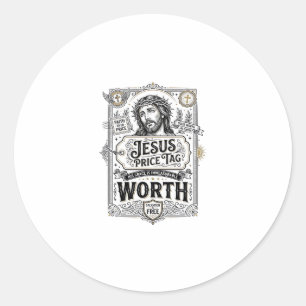 Jesus-Preisschild Wert Jesus-Preisschild Wert Chri Runder Aufkleber