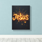 Jesus - Premium Wrapped Canvas (Glanz) Leinwanddruck (Insitu (Holzboden))
