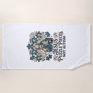 Jesus-Puzzleteile Nicht Autismus Jesus-Puzzleteile Strandtuch