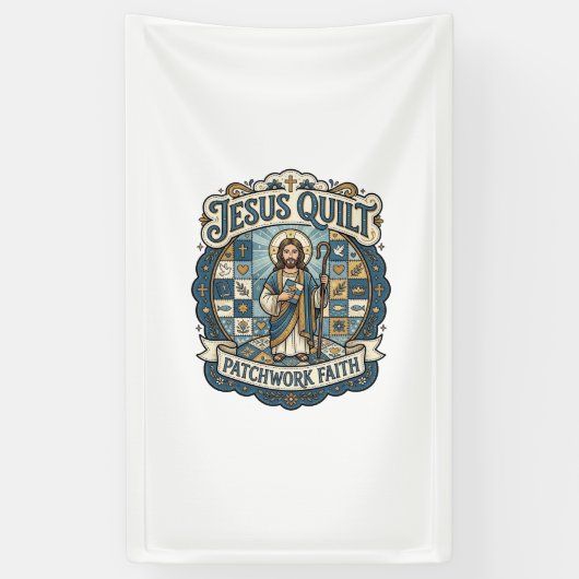 Jesus Quilt Patchwork Glaube Jesus Quilt Patchwork Banner (Vertikal)