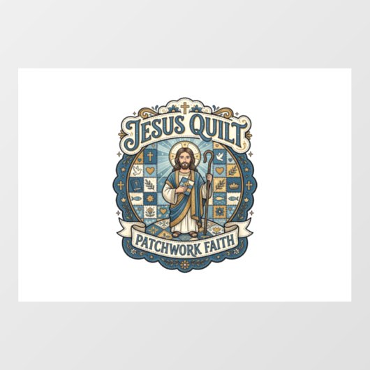 Jesus Quilt Patchwork Glaube Jesus Quilt Patchwork Fensteraufkleber (Blatt)