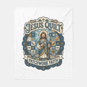 Jesus Quilt Patchwork Glaube Jesus Quilt Patchwork Fleecedecke (Vorderseite)
