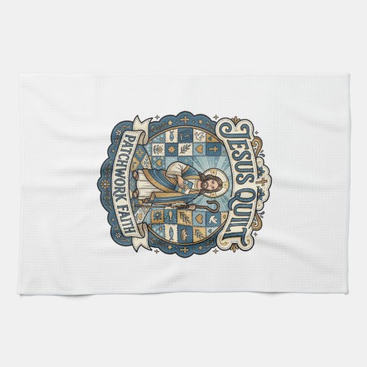 Jesus Quilt Patchwork Glaube Jesus Quilt Patchwork Geschirrtuch (Horizontal)