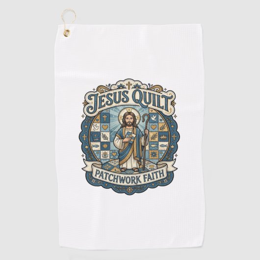 Jesus Quilt Patchwork Glaube Jesus Quilt Patchwork Golfhandtuch (Vorderseite)