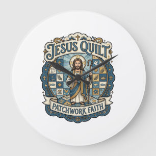 Jesus Quilt Patchwork Glaube Jesus Quilt Patchwork Große Wanduhr