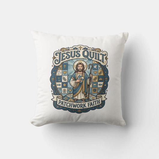 Jesus Quilt Patchwork Glaube Jesus Quilt Patchwork Kissen (Vorderseite)