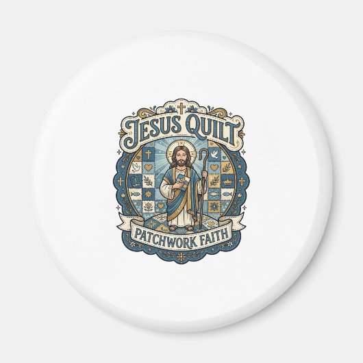 Jesus Quilt Patchwork Glaube Jesus Quilt Patchwork Magnet (Vorne)