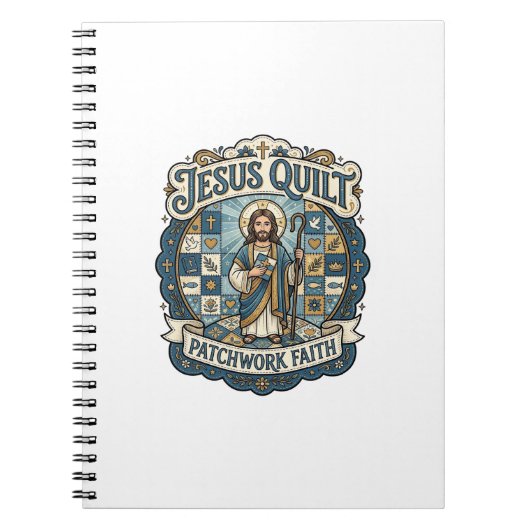 Jesus Quilt Patchwork Glaube Jesus Quilt Patchwork Notizblock (Vorderseite)