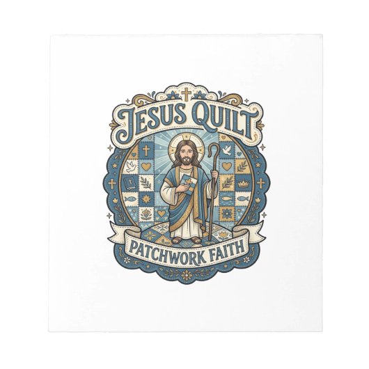 Jesus Quilt Patchwork Glaube Jesus Quilt Patchwork Notizblock (Vorderseite)