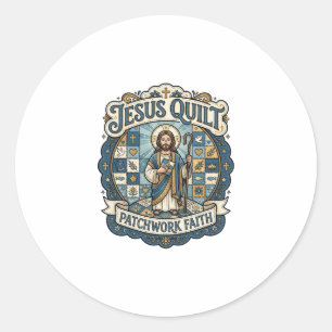 Jesus Quilt Patchwork Glaube Jesus Quilt Patchwork Runder Aufkleber