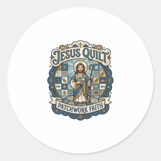 Jesus Quilt Patchwork Glaube Jesus Quilt Patchwork Runder Aufkleber (Vorderseite)